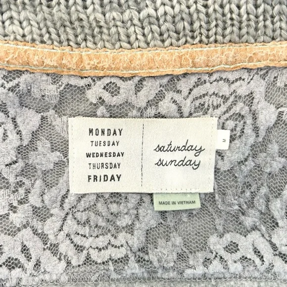 Anthropologie Grey Zip-up Motorcycle Style Sweater - size Medium - Picture 8 of 9